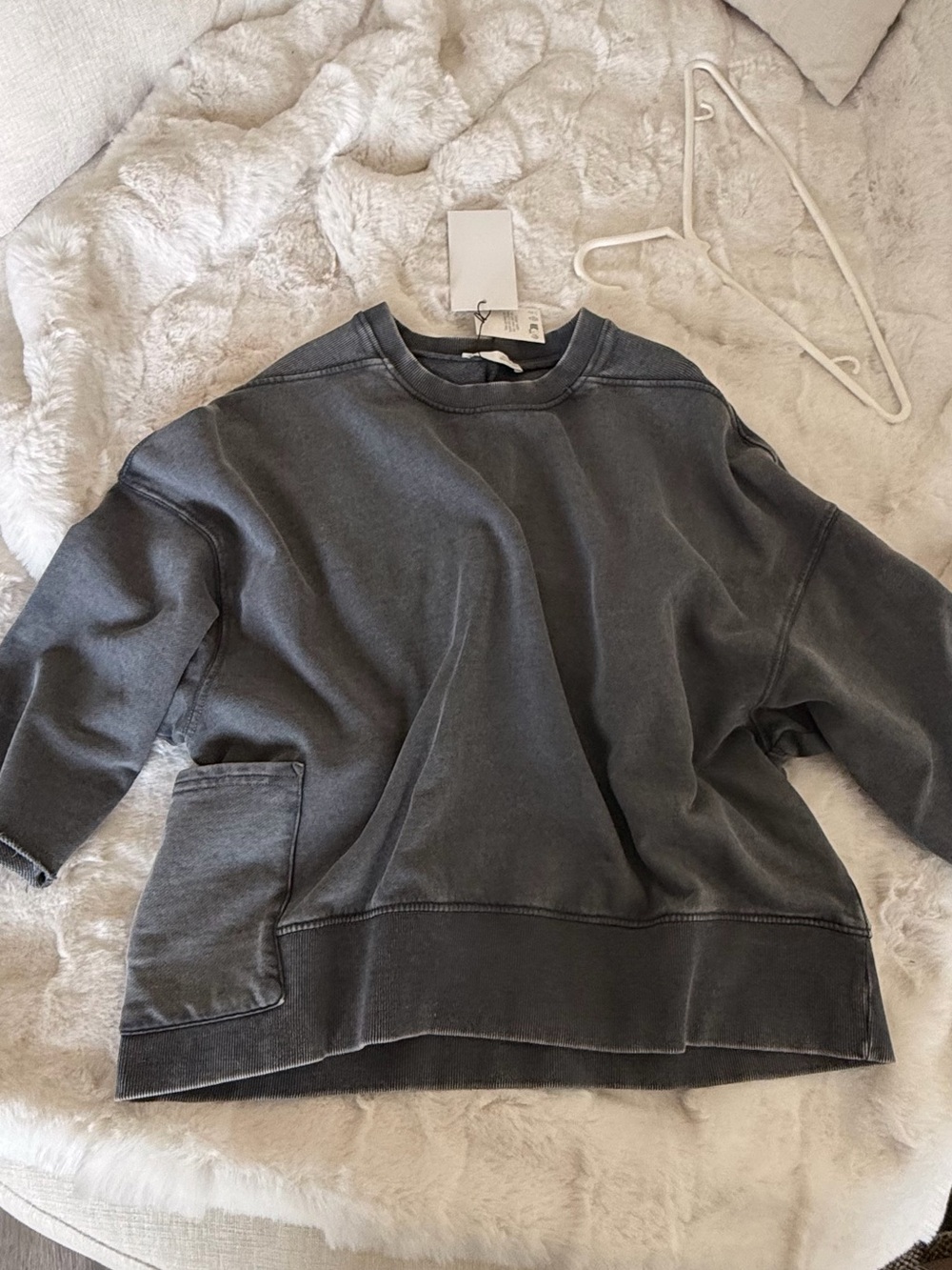 ZARA Washed Charcoal Crewneck Women's Sweater